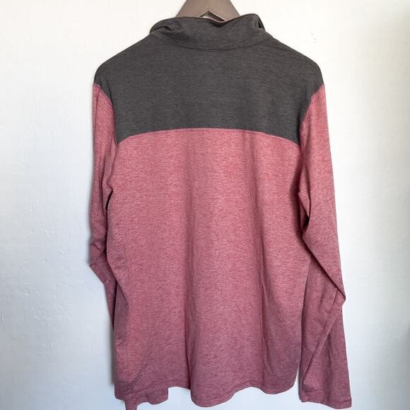 Columbia Quarter Zip Pullover Mens Medium Omni-Wick Heather Red Gray Soft - Picture 5 of 5